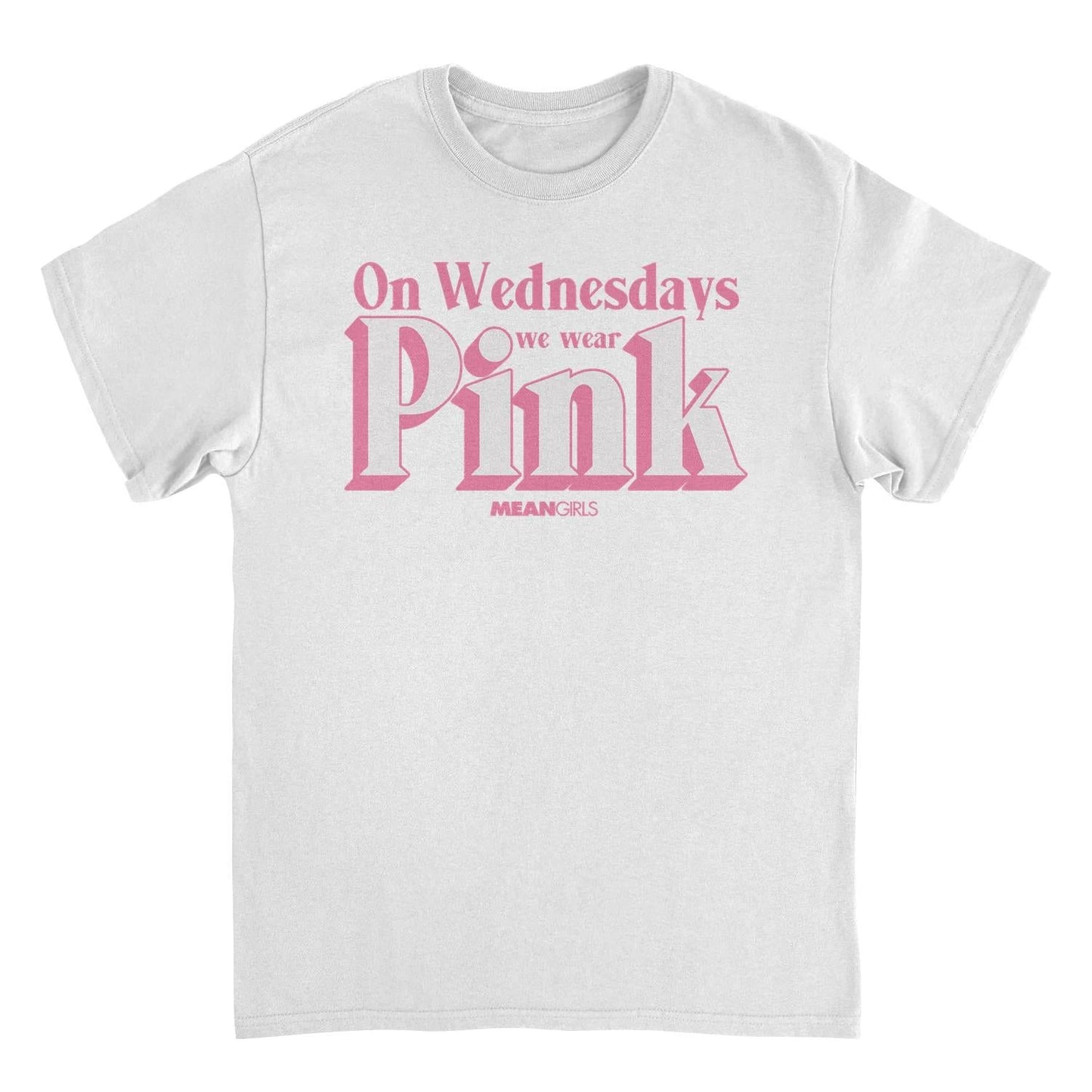Mean Girls on Wednesdays We Wear Pink White T-Shirt by HandyShopping4U2