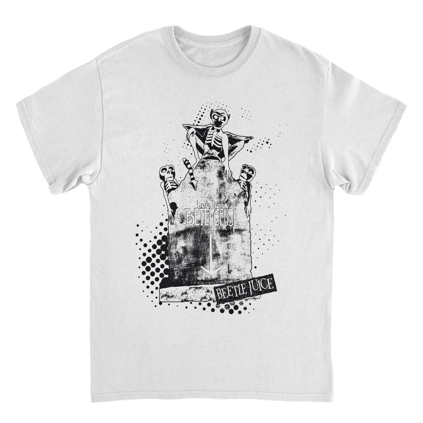 Beetlejuice Here Lies Betelgeuse White T-Shirt by HandyShopping4U2