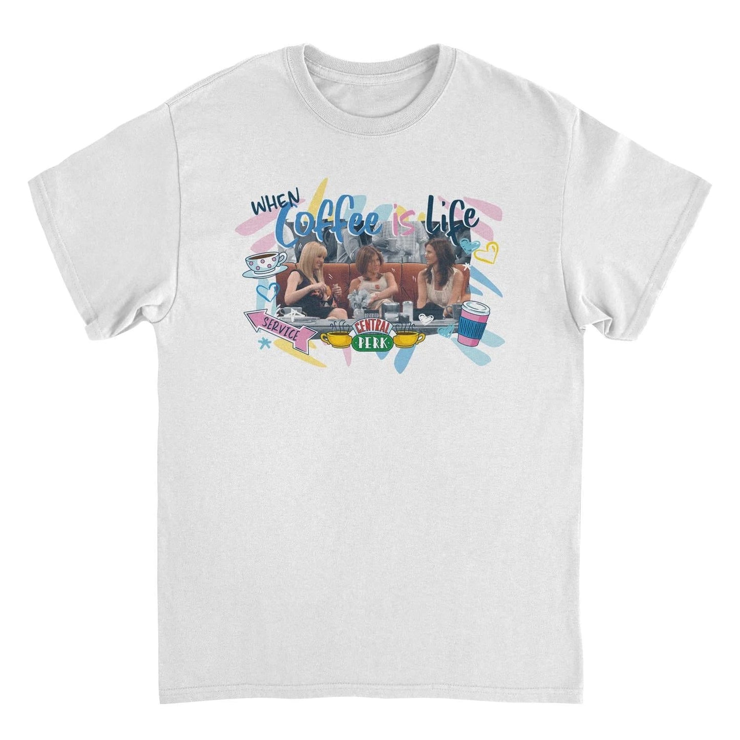 Friends Coffee Is Life White T-Shirt by HandyShopping4U2