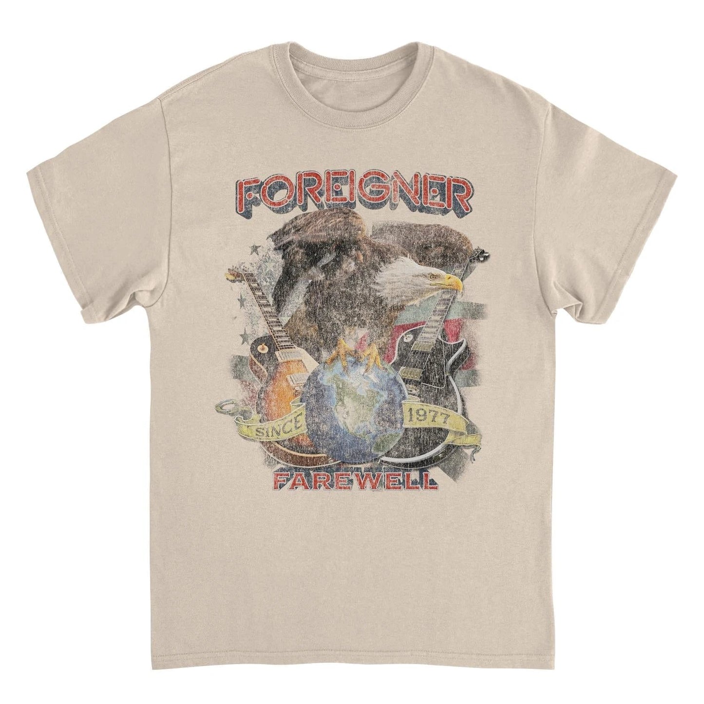 Foreigner Farewall Eagle Distress Sand T-Shirt by HandyShopping4U2