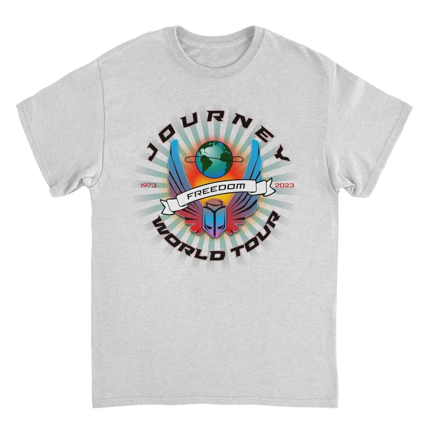 Journey Freedom World Tour Circle Ash Grey T-Shirt by Merch Showroom