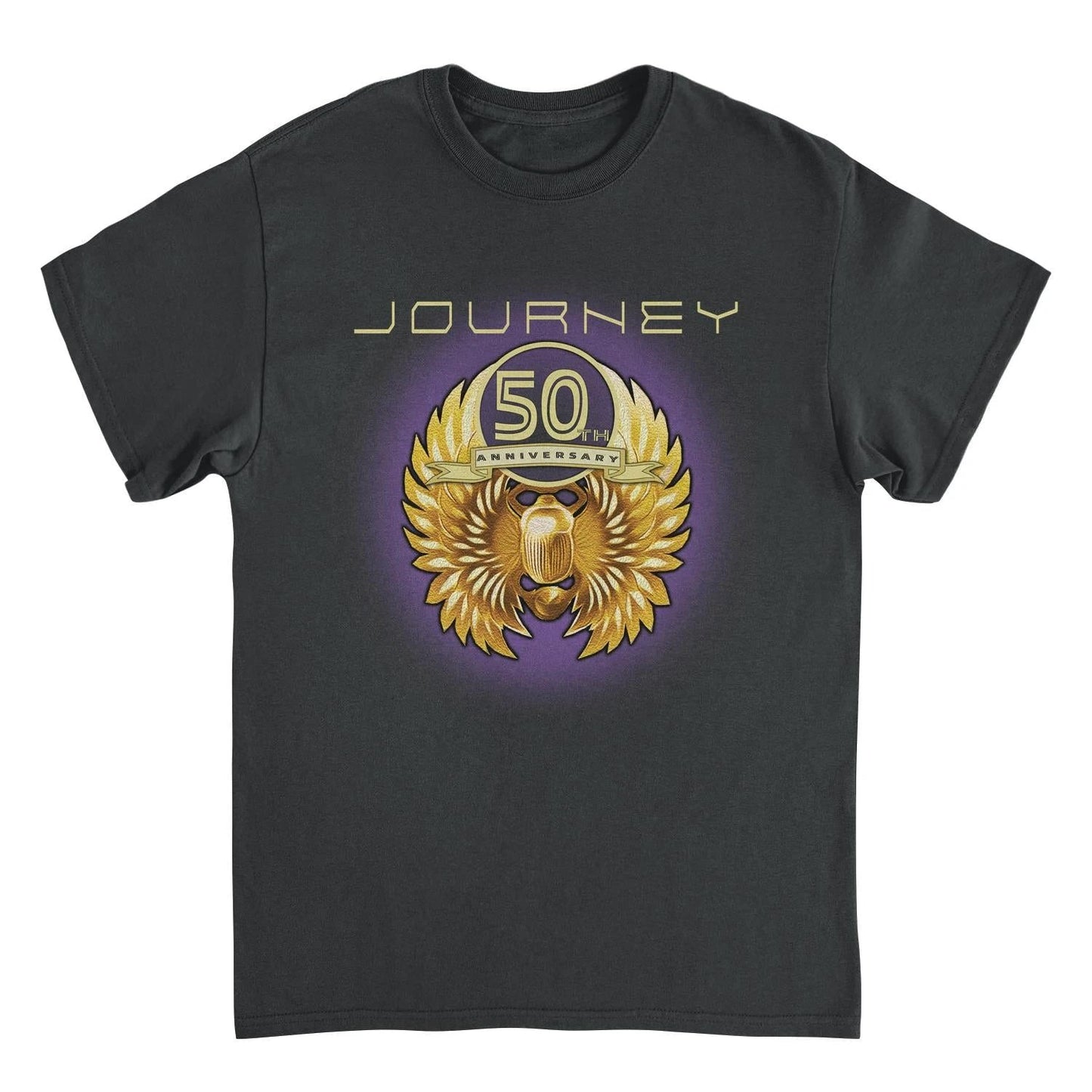 Journey 50th Anniversary Gold Scarab Black T-Shirt by HandyShopping4U2