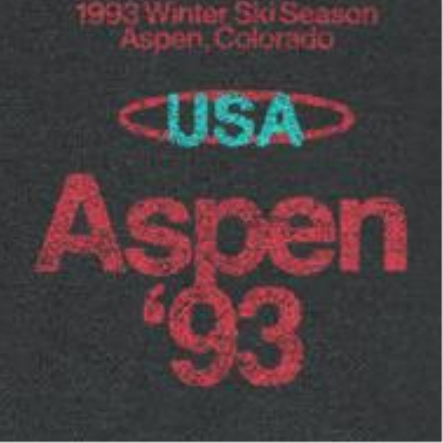Ski Aspen '93 Front and Back Print Black T-Shirt by HandyShopping4U2