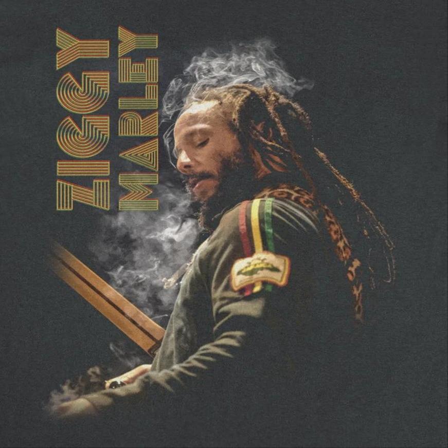 Ziggy Marley Smoke Ziggy Black T-Shirt by HandyShopping4U2