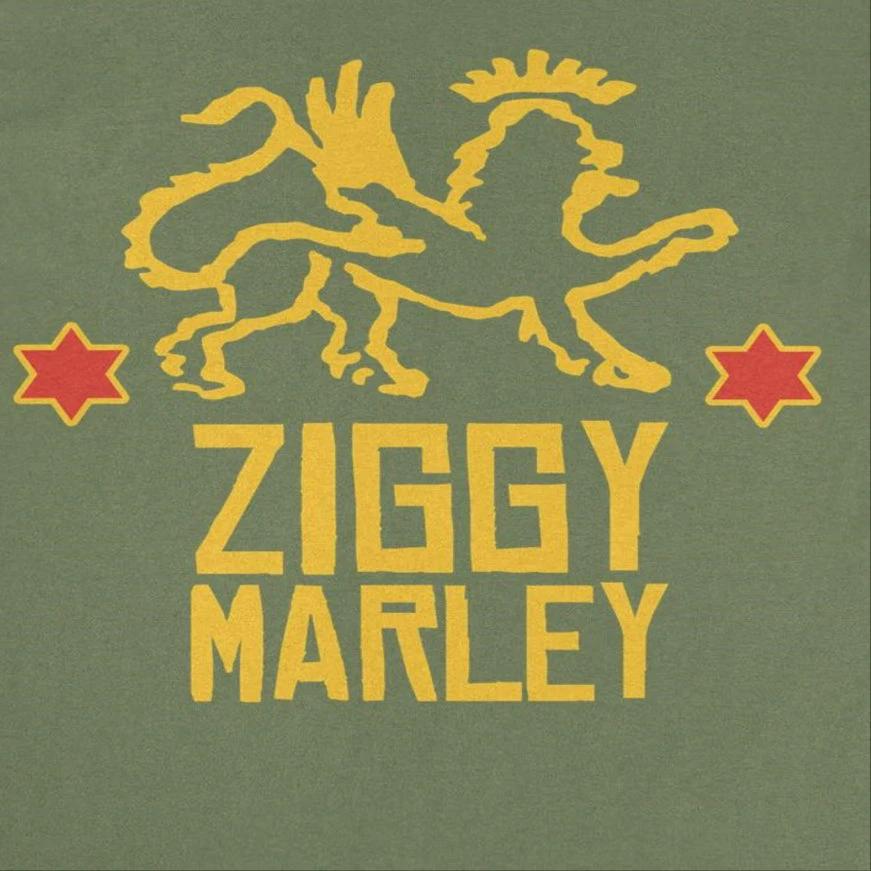 Ziggy Marley Red Star Lion Military Green T-Shirt by HandyShopping4U2