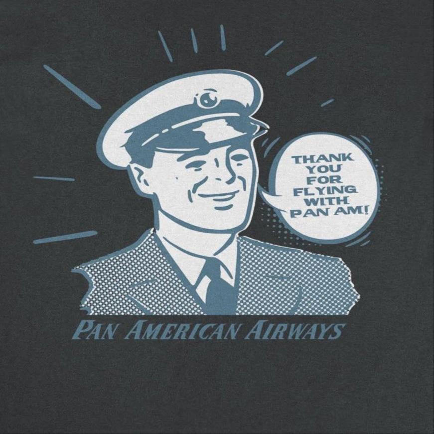 Pan Am Thank You for Flying With Pan Am Black T-Shirt by HandyShopping4U2