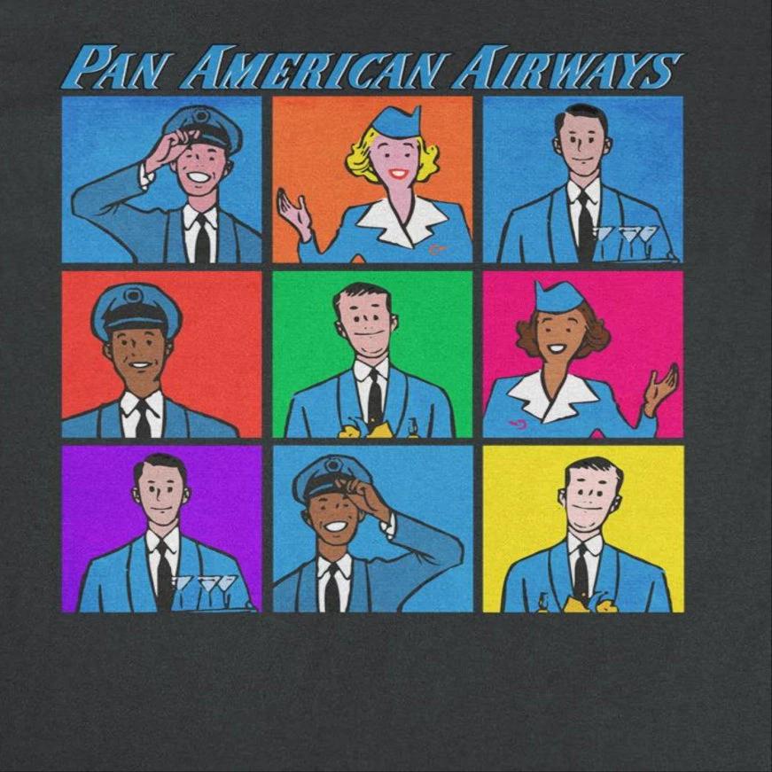 Pan Am Flight Crew Pan American Airways Black T-Shirt by HandyShopping4U2