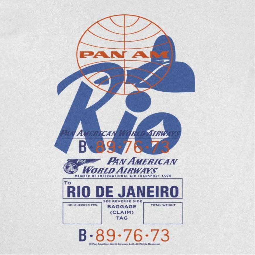 Pan Am Retro Rio De Janeiro Luggage Tag White T-Shirt by HandyShopping4U2