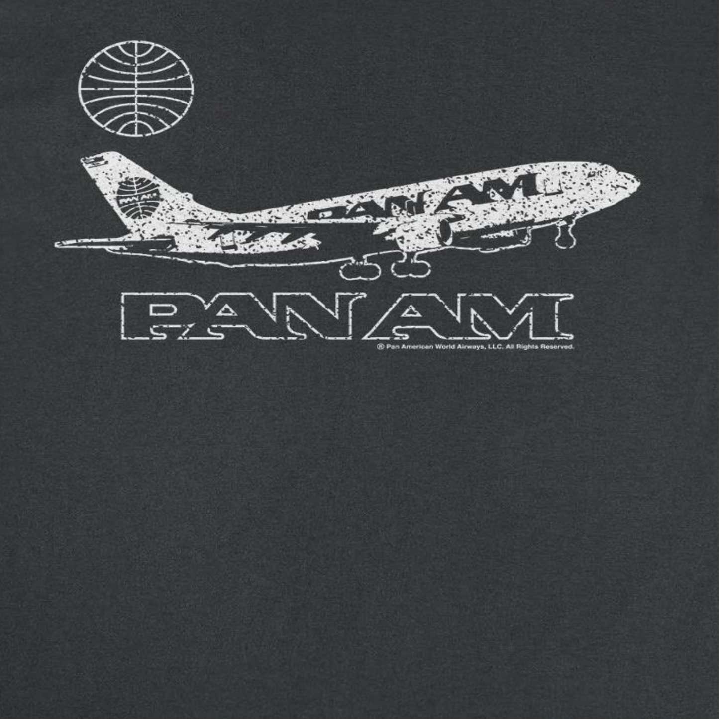 Pan Am Plane Take Off Distressed Black T-Shirt by HandyShopping4U2