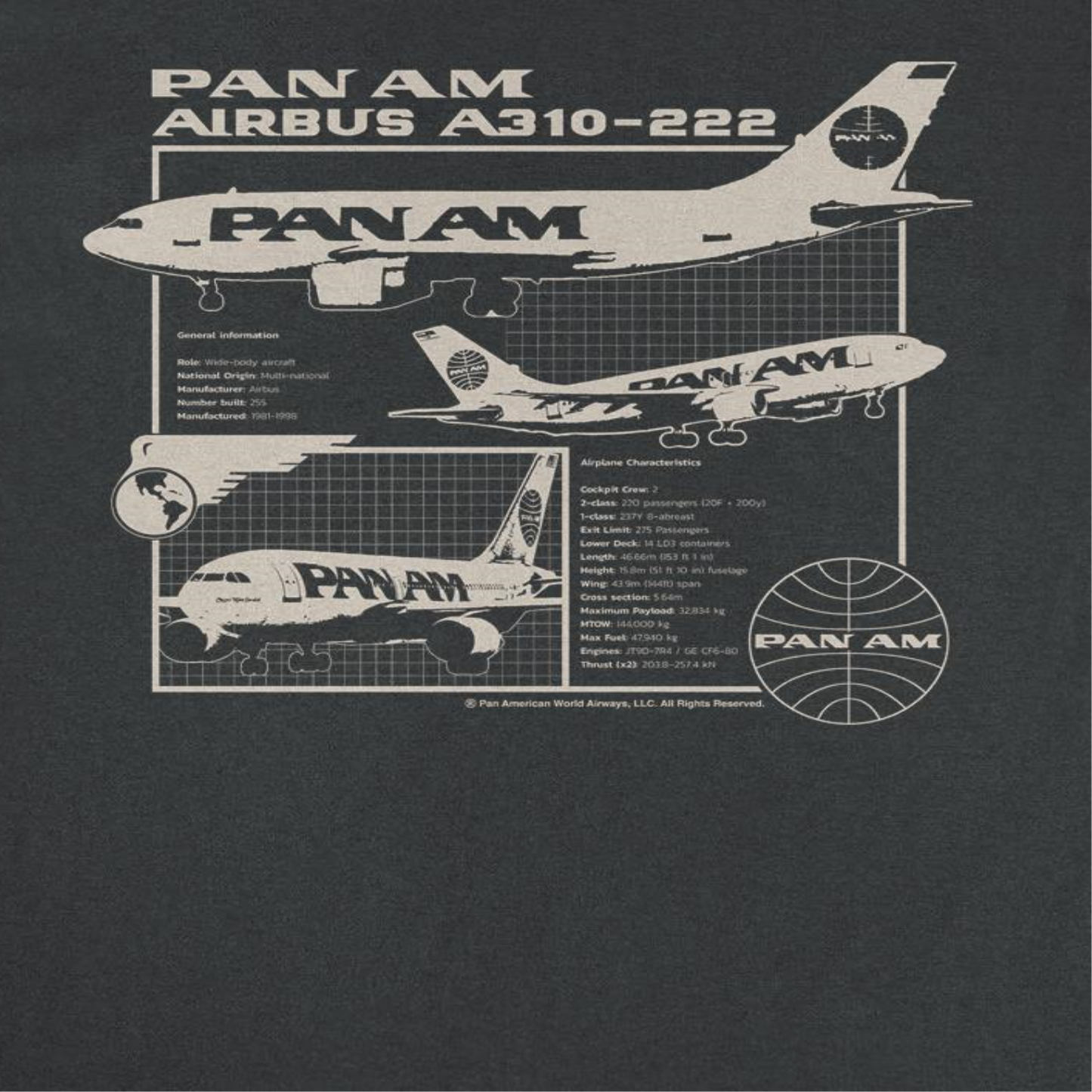 Pan Am Plane General Information Black T-Shirt by HandyShopping4U2