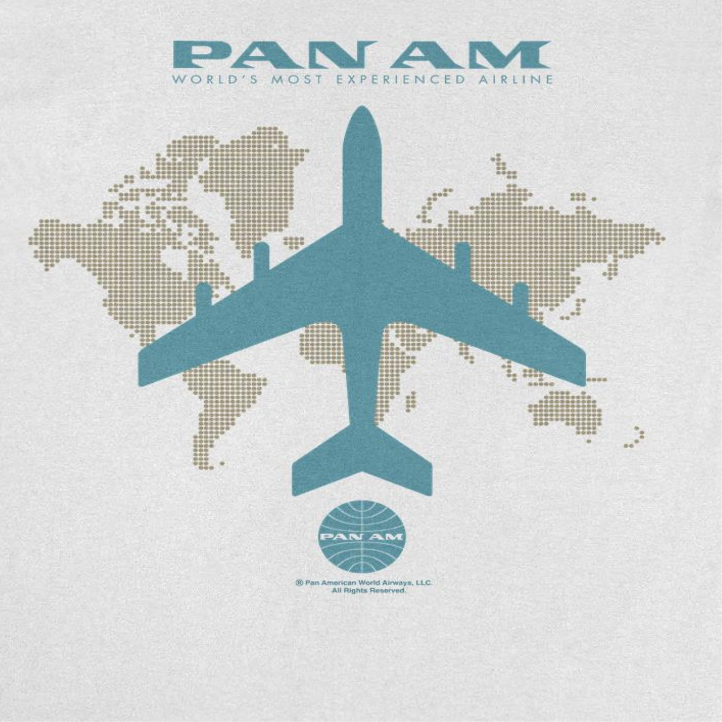 Pan Am Plane Silhouette Over the World White T-Shirt by HandyShopping4U2