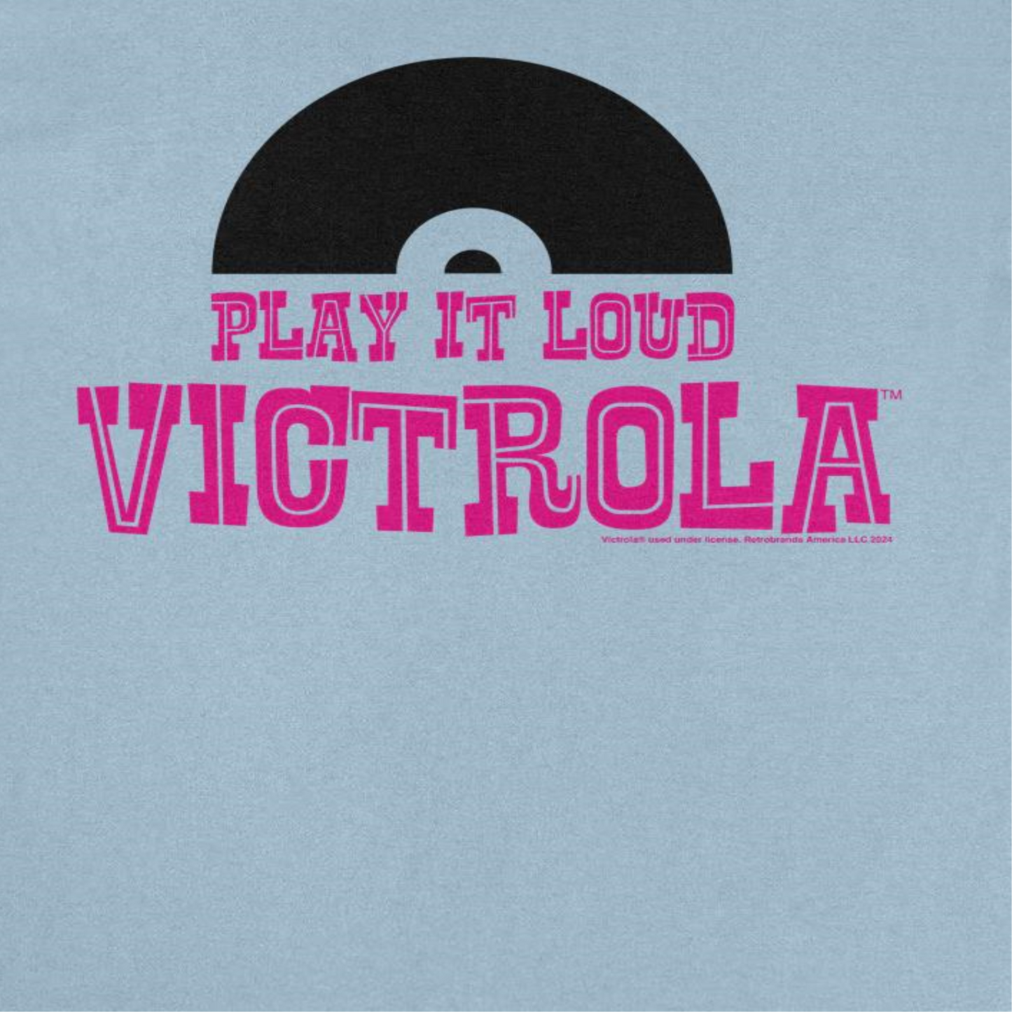 Victrola Half Vinyl Play it Loud Retro Record Company Light Blue T-Shirt by HandyShopping4U2