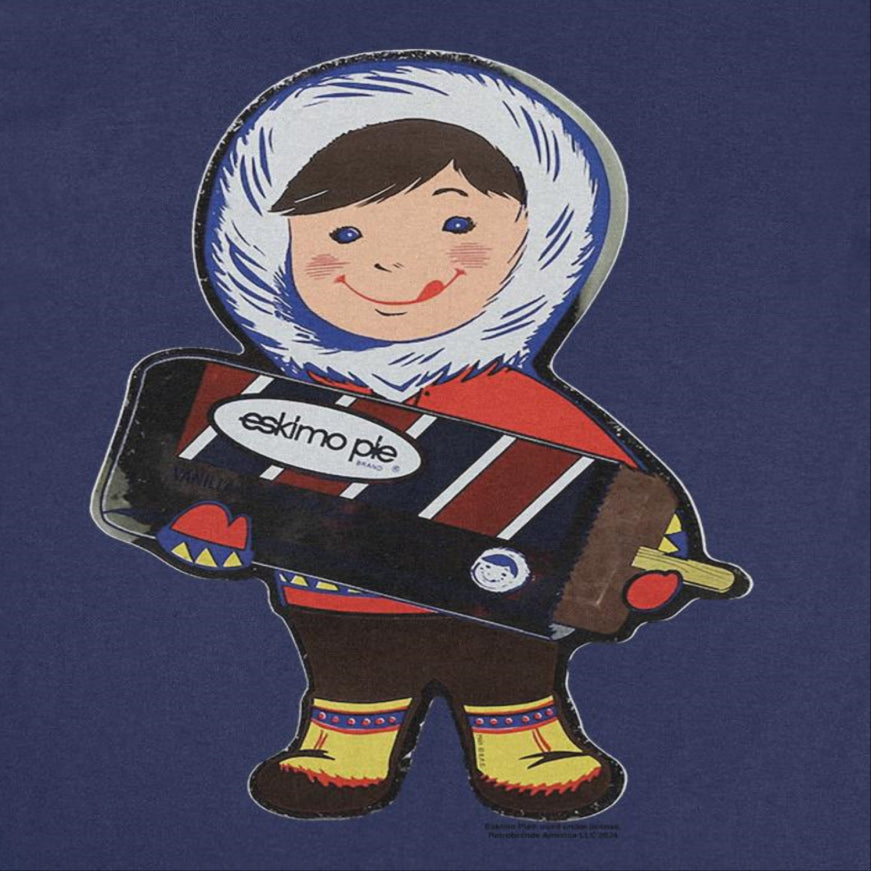 Eskimo Pie Character Holding Large Ice Cream Vintage Navy T-Shirt by HandyShopping4U2