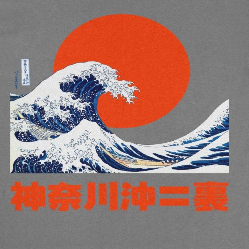 Classic Paintings Graphic Wave Hokusai Charcoal T-Shirt by HandyShopping4U2