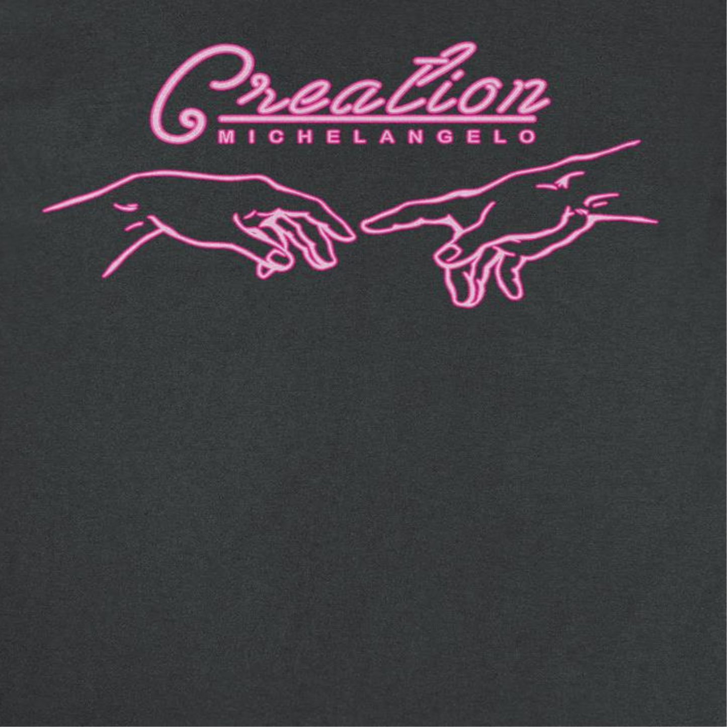 Classic Paintings Neon Creation Michelangelo Black T-Shirt by HandyShopping4U2