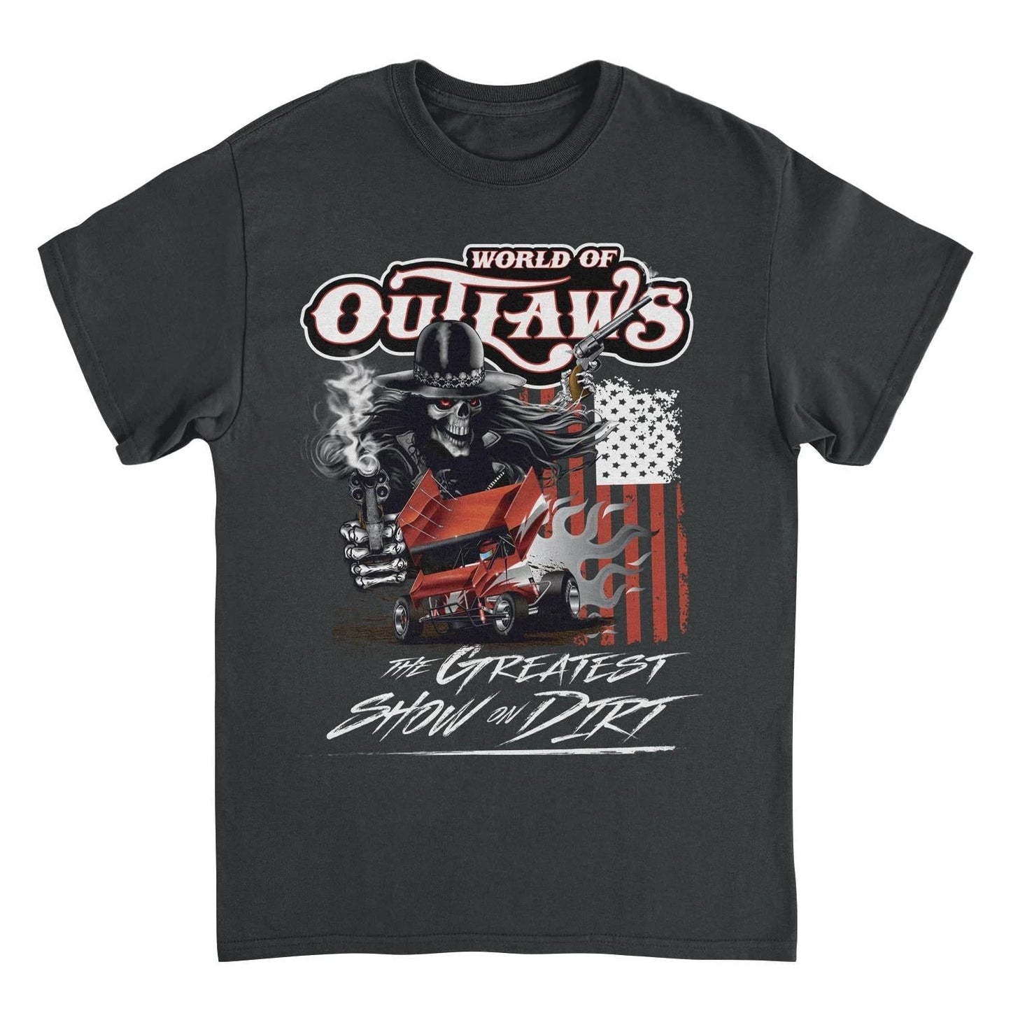 World of Outlaws Gunner Skull Black T-Shirt by HandyShopping4U2