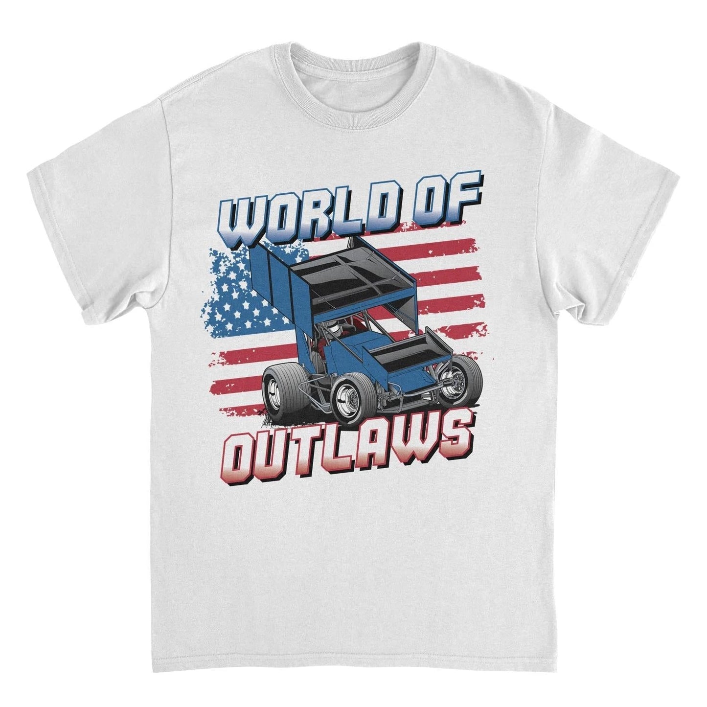 World of Outlaws Gradient American Flag White T-Shirt by HandyShopping4U2
