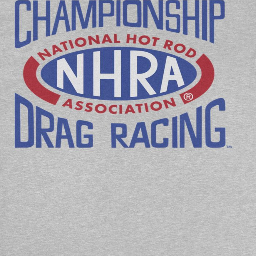 NHRA National Hot Rod Association Drag Racing Red Blue Logo Sport Grey T-Shirt by HandyShopping4U2