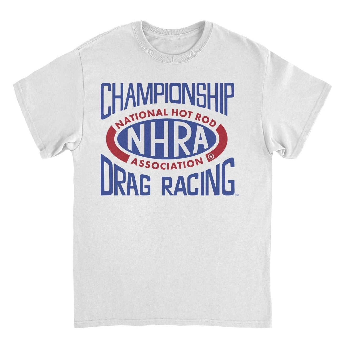 NHRA National Hot Rod Association Drag Racing Red Blue Logo White T-Shirt by HandyShopping4U2