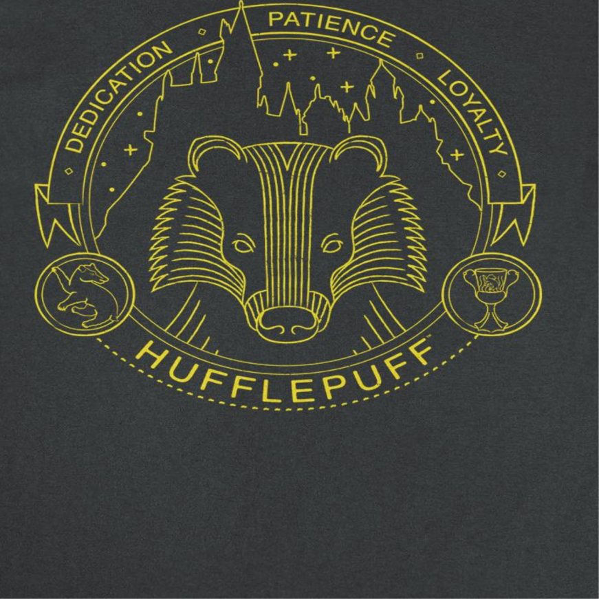 Harry Potter Minimalist Hufflepuff Mascot Outline Black T-Shirt by HandyShopping4U2