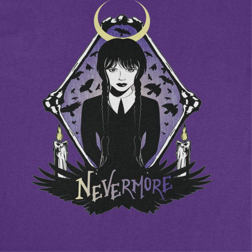 Wednesday Nevermore Moon Purple T-Shirt by HandyShopping4U2