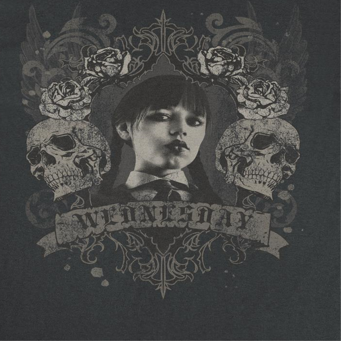 Wednesday Banner Skulls Black T-Shirt by HandyShopping4U2