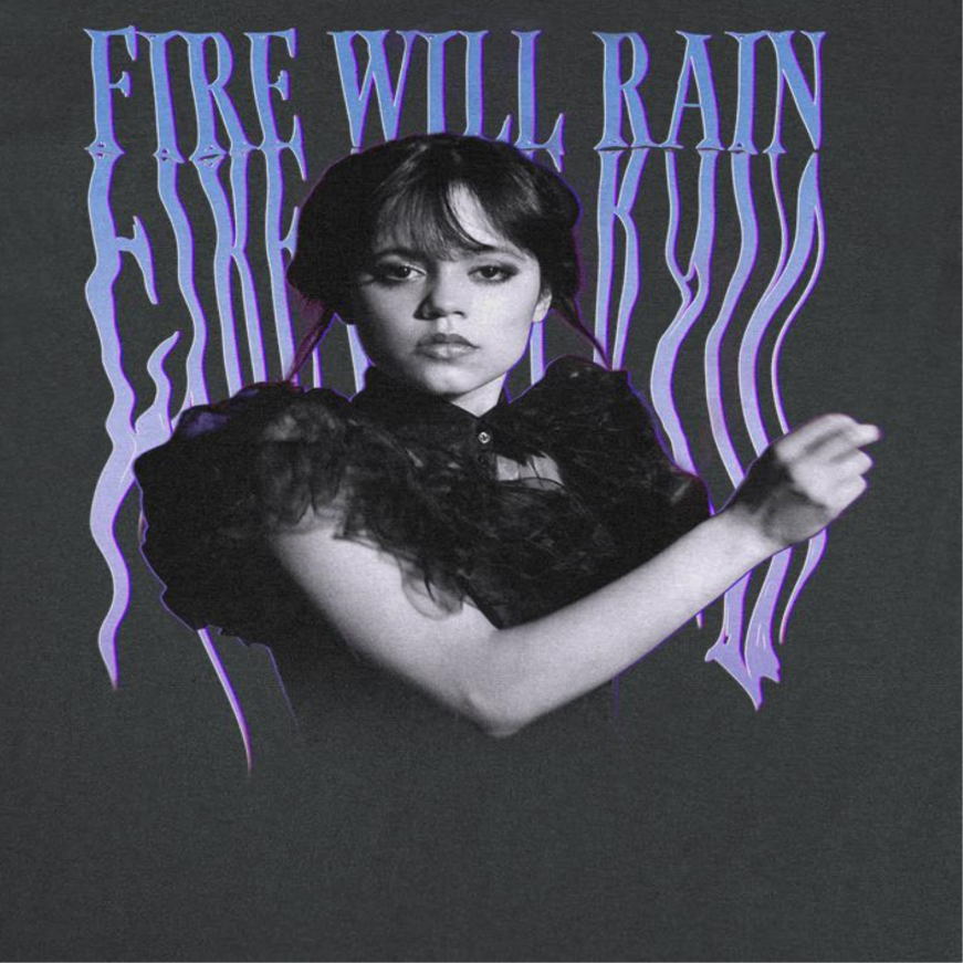 Wednesday Fire Will Rain Dance Black T-Shirt by HandyShopping4U2