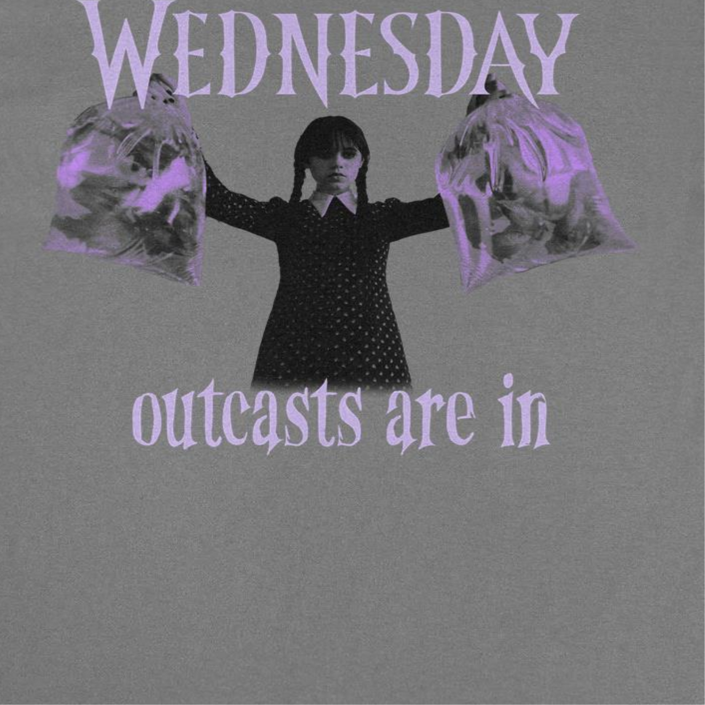Wednesday Outcasts Are In Charcoal T-Shirt by HandyShopping4U2