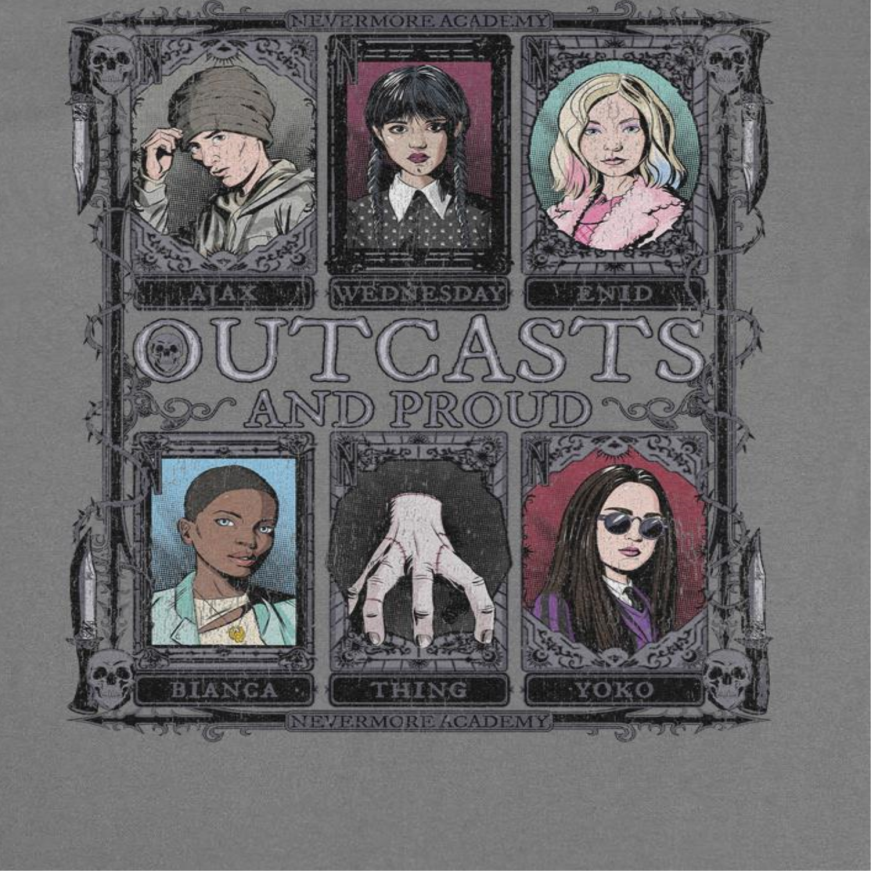 Wednesday Outcasts Charcoal T-Shirt by HandyShopping4U2