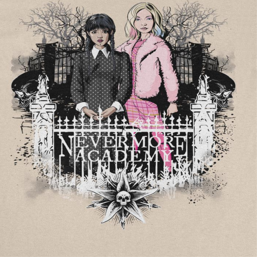 Wednesday Nevermore Gate Sand T-Shirt by HandyShopping4U2