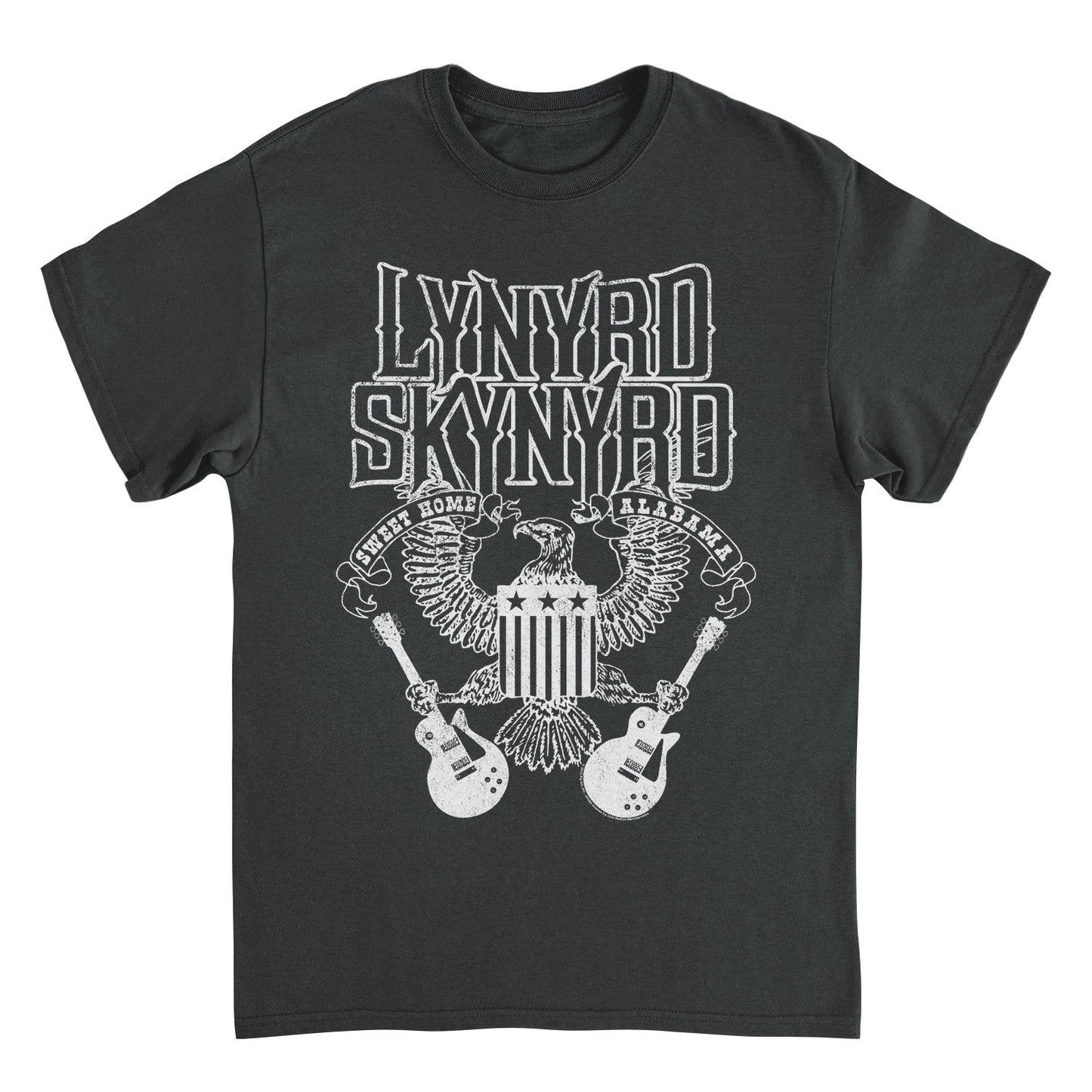 Lynyrd Skynyrd Guitars American Shield White Black T-Shirt
