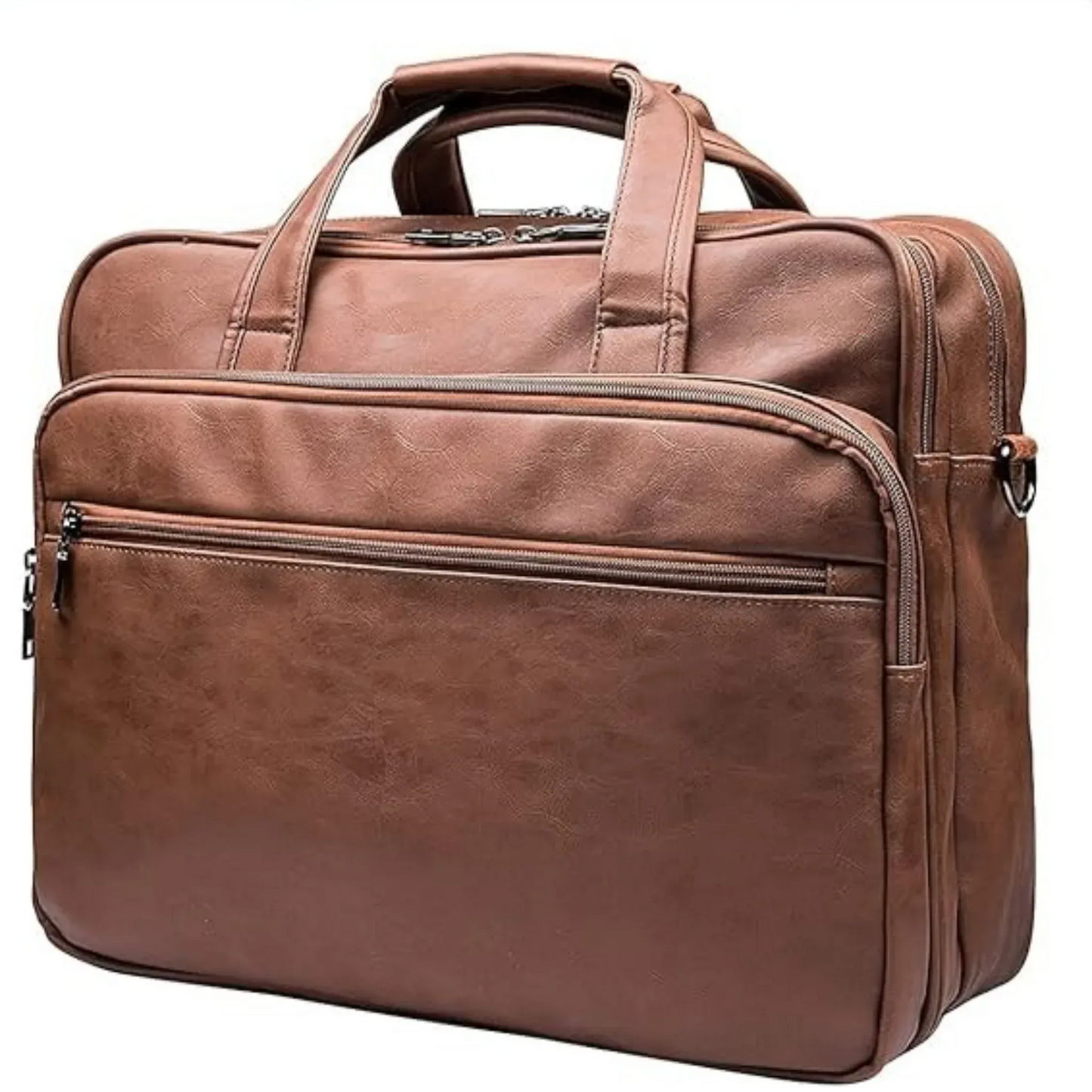 Leather Laptop Messenger Bag – Water-Resistant 15.6″ Work & Travel Briefcase by HandyShopping4U2