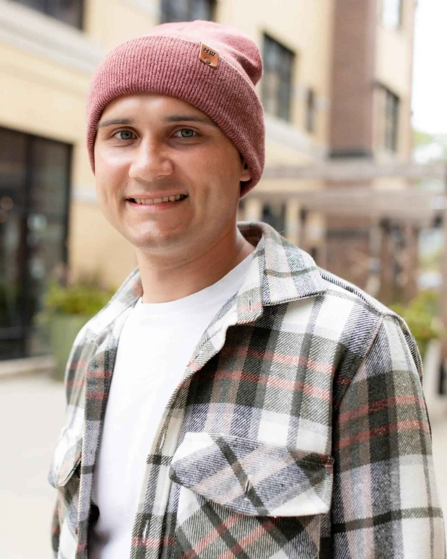 HAAKWEAR Knit Beanie - Cuffed Classic Hat in Rusty Burgundy, Made in USA