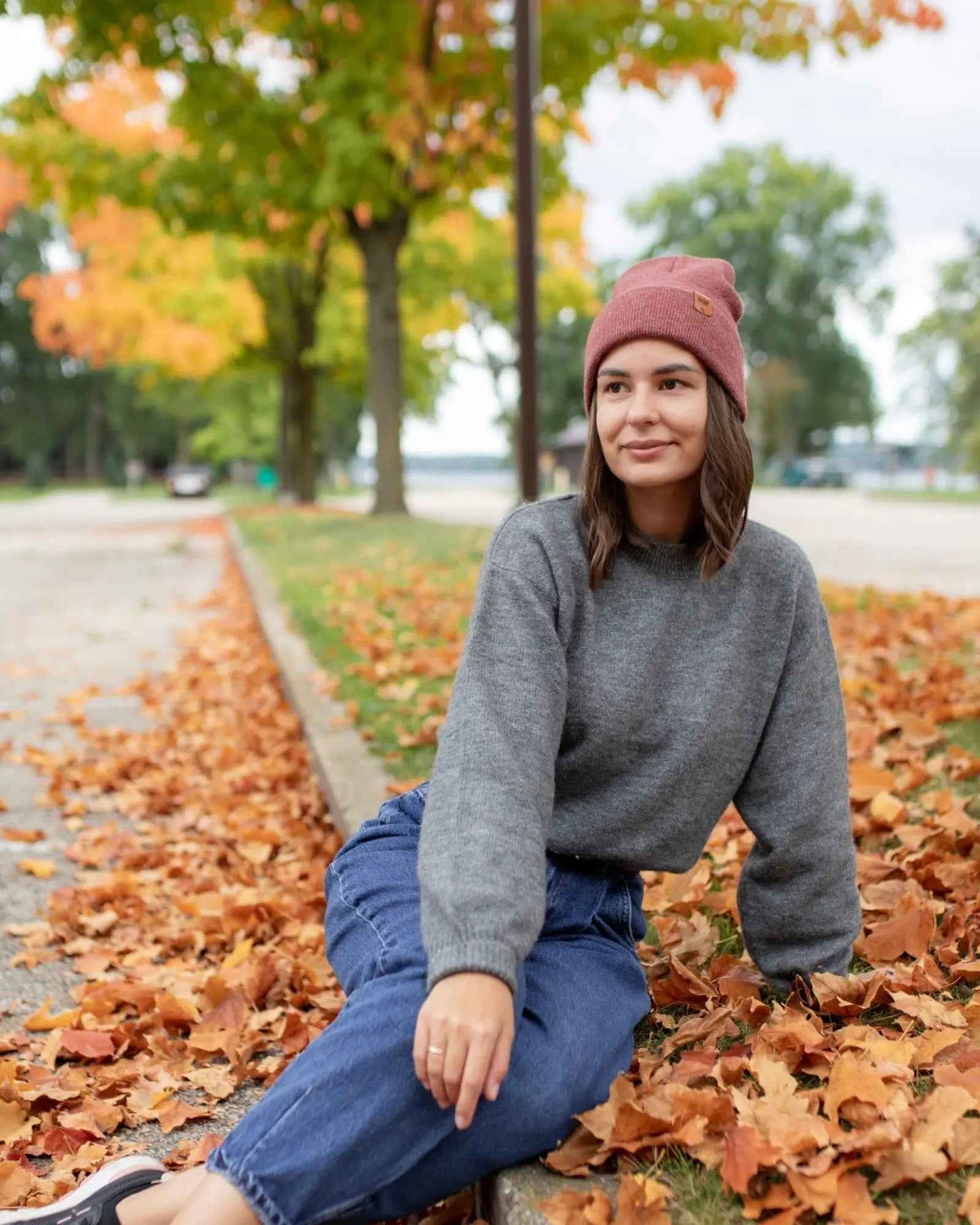 HAAKWEAR Knit Beanie - Cuffed Classic Hat in Rusty Burgundy, Made in USA