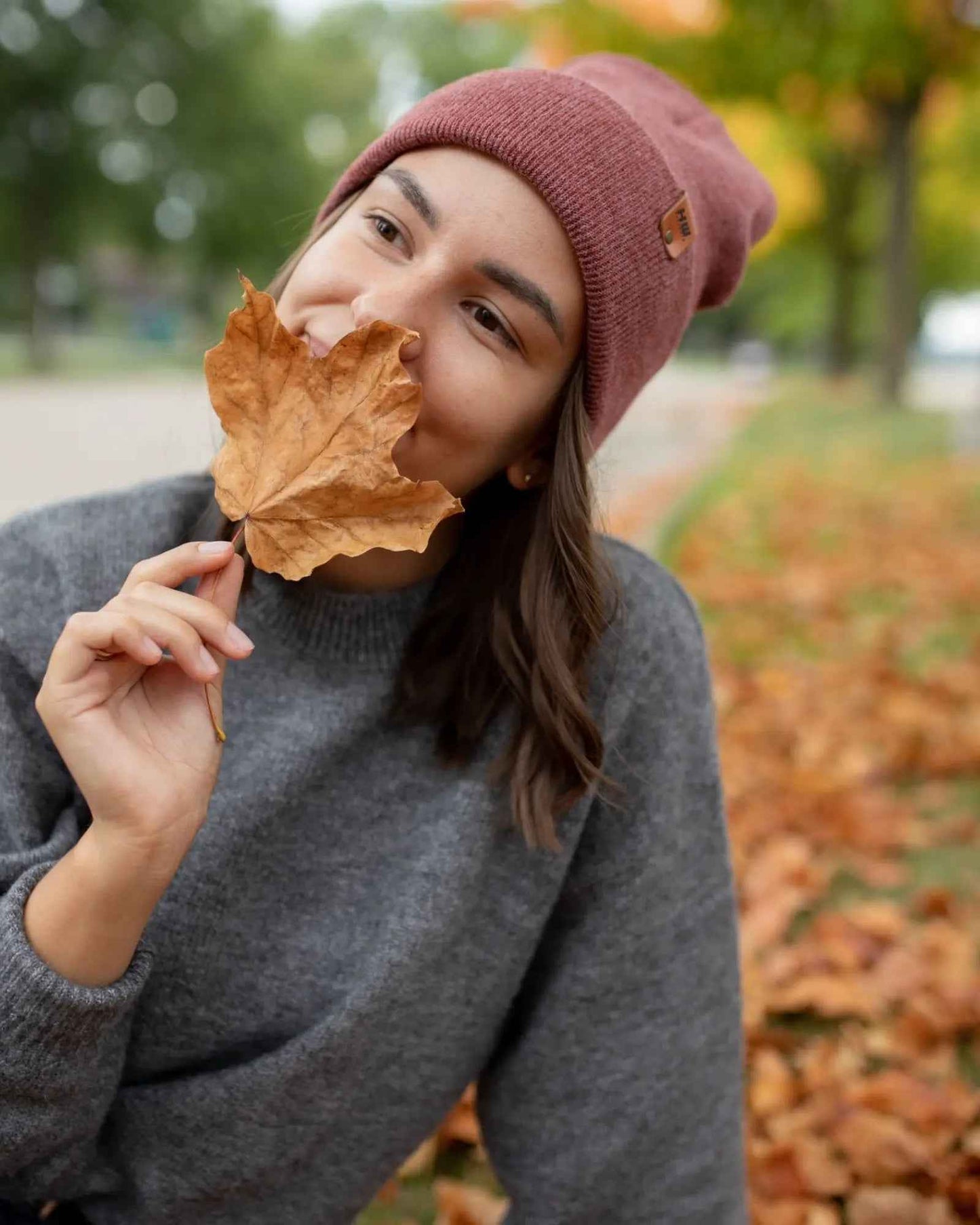 HAAKWEAR Knit Beanie - Cuffed Classic Hat in Rusty Burgundy, Made in USA