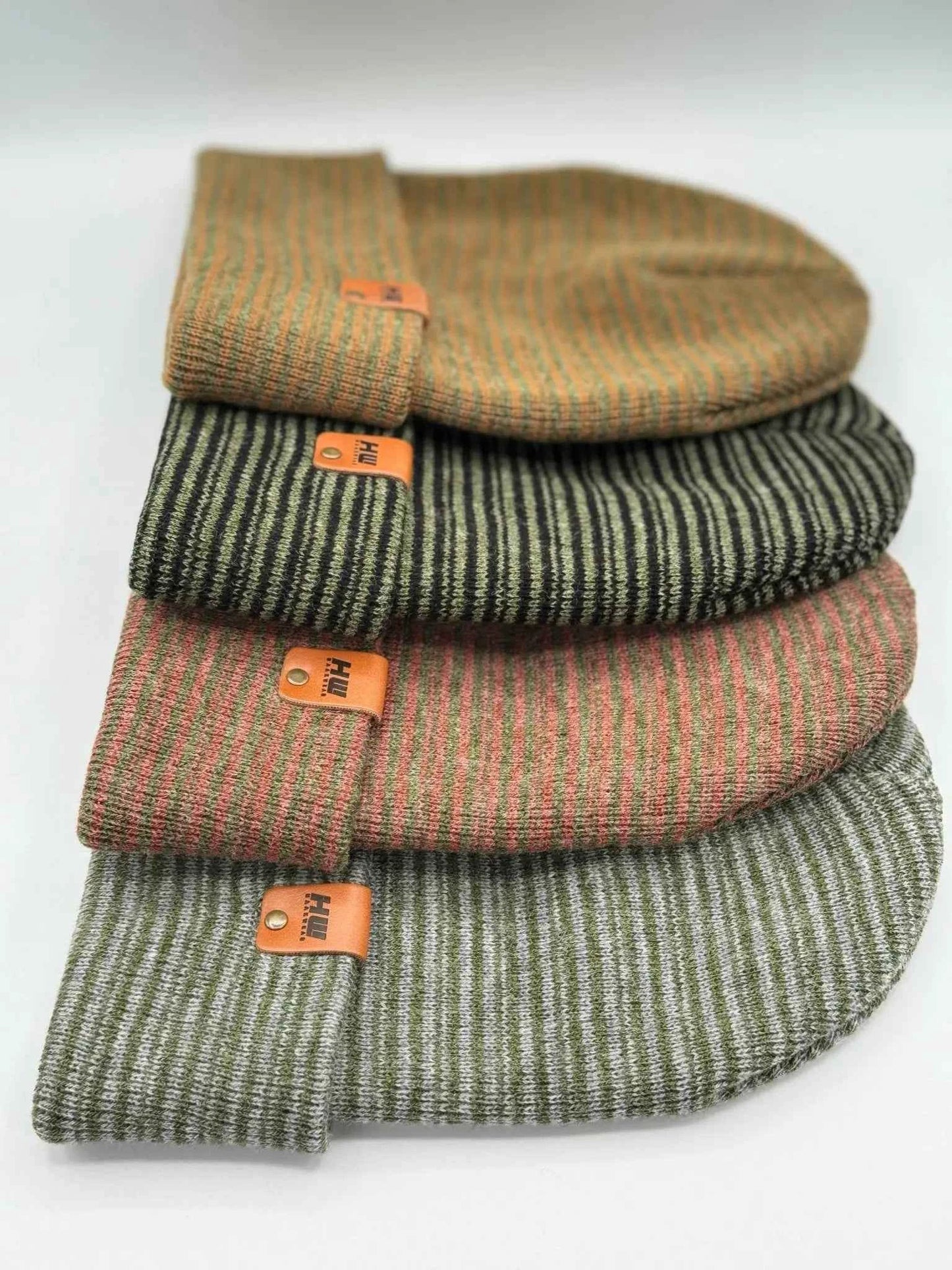 HAAKWEAR Traditional Contrast Cuffed Beanie / Hat - Gray / Green, Made in USA by HandyShopping4U2