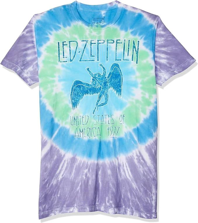 Led Zeppelin Tie Dye United State of America 1977 Liquid Blue Mens T-shirt by HandyShopping4U2