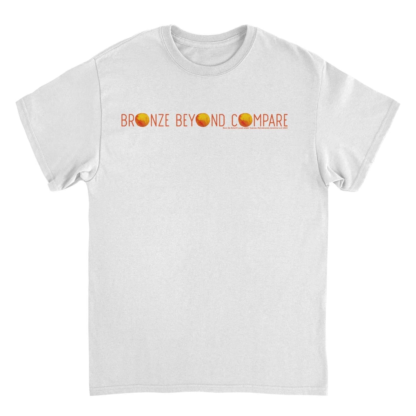 Bain De Soleil Bronze Beyond Compare Retro Sunscreen White T-Shirt by HandyShopping4U2