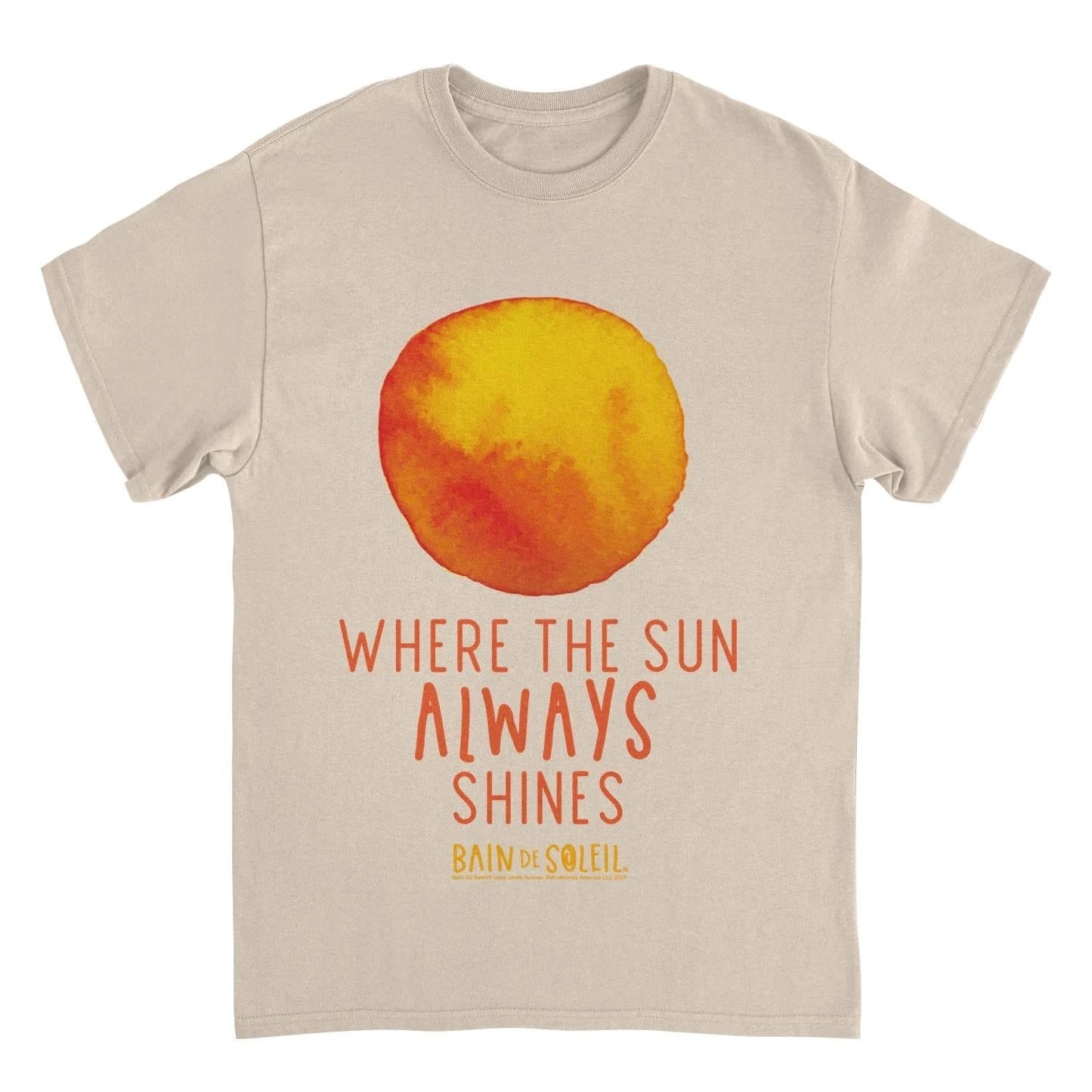 Bain De Soleil Orange Water Colour Sun Text Retro Sunscreen Sand T-Shirt by HandyShopping4U2