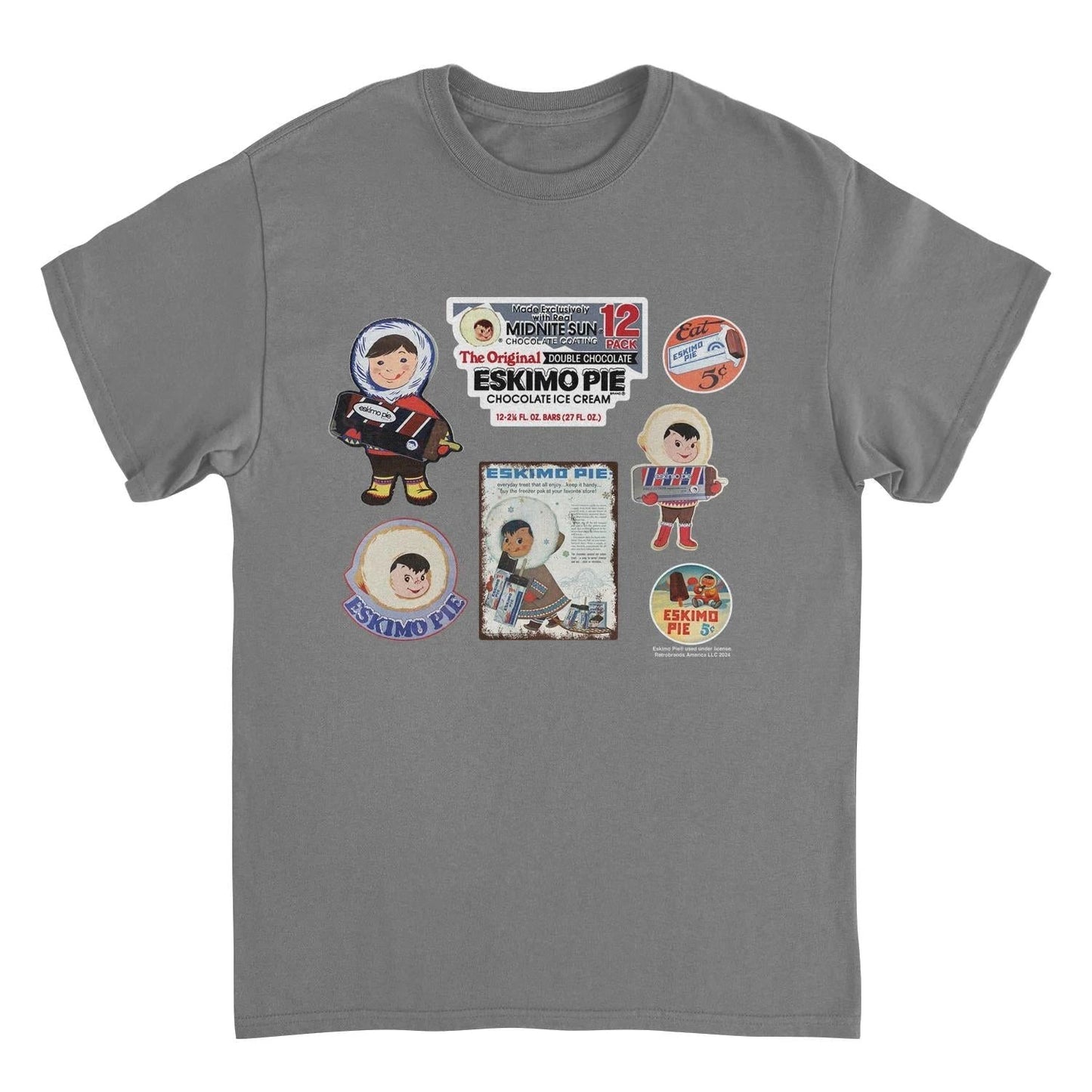 Eskimo Pie Ice Cream Vintage Cartoon Advertisements Charcoal T-Shirt by HandyShopping4U2