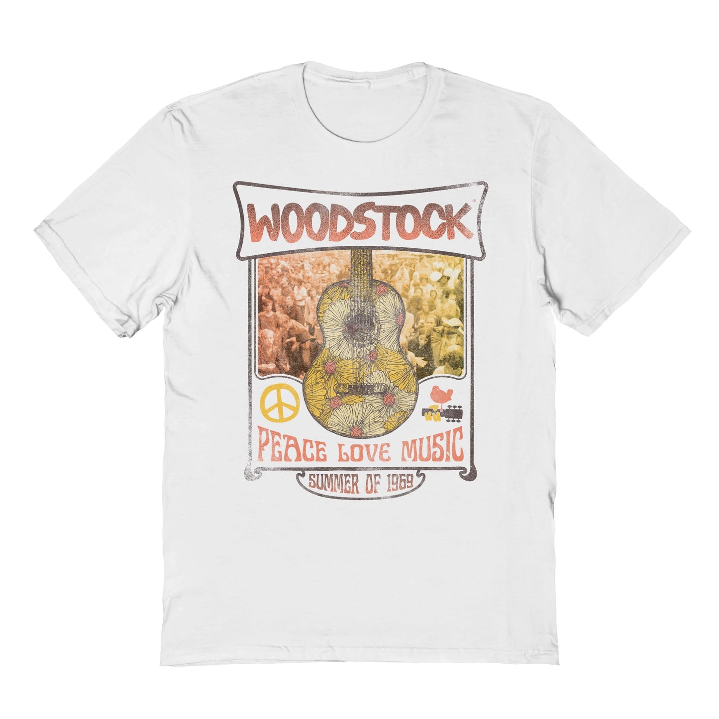 Goodie Two Sleeves Woodstock Vintage Daisy Guitar T-Shirt