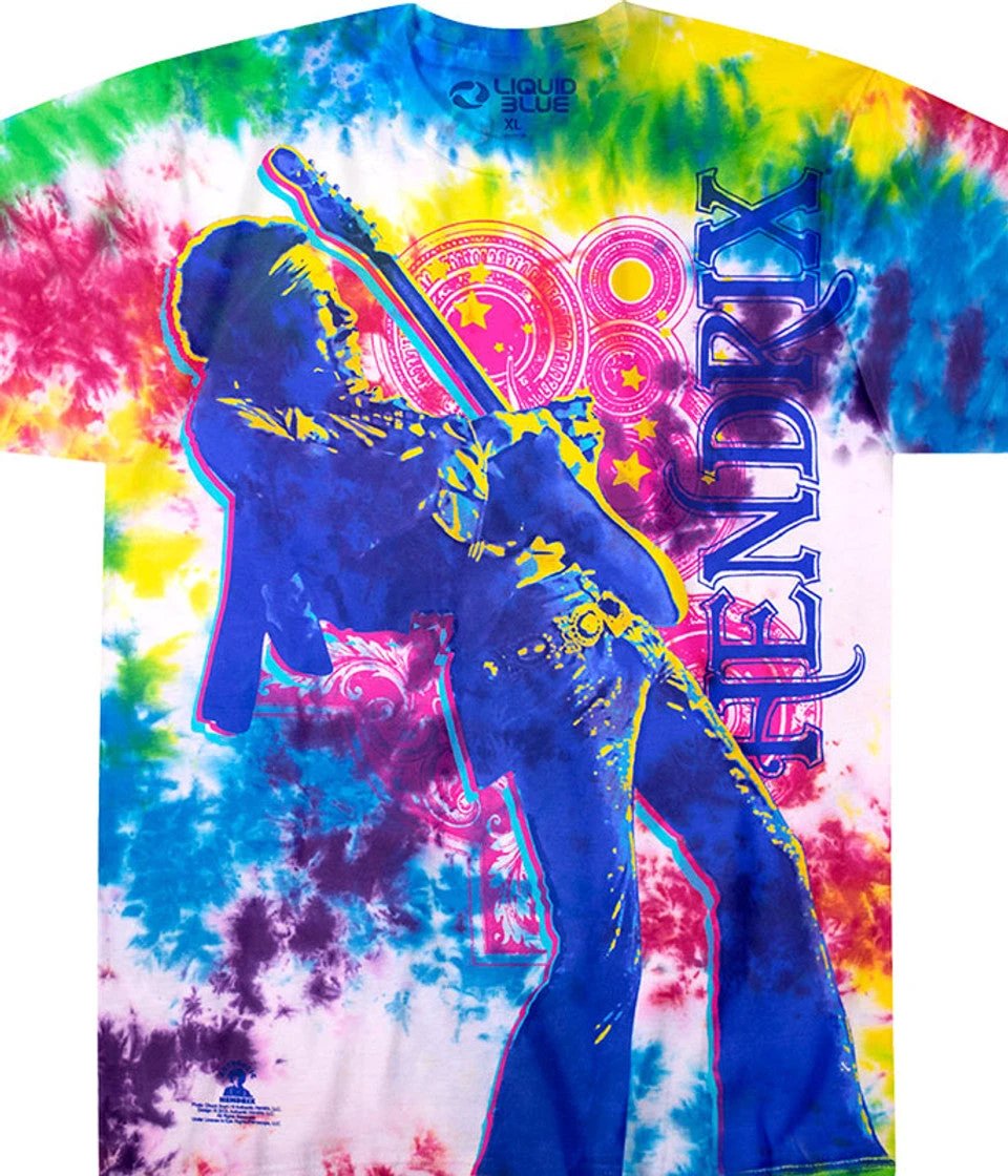 Jimi Hendrix Tie Dye Angus Liquid Blue Mens T-shirt by HandyShopping4U2