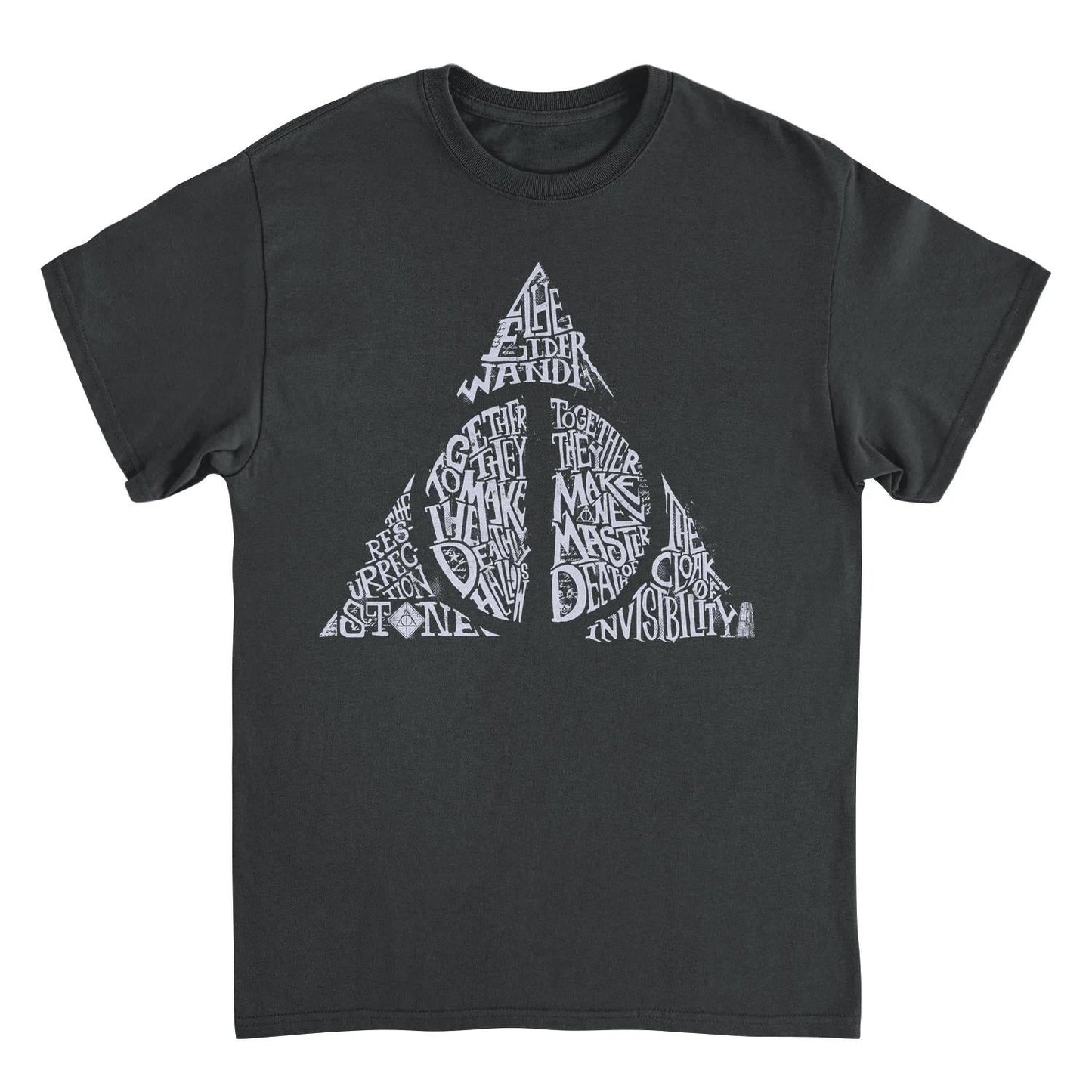 Harry Potter Deathly Hallows Shape White Black T-Shirt by HandyShopping4U2