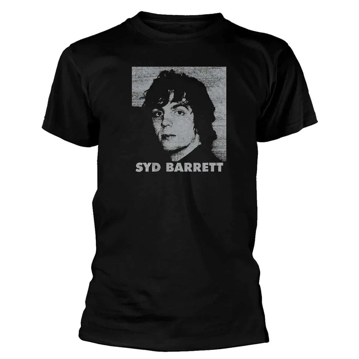 Syd Barrett Pink Floyd vintage black t-shirt featuring portrait graphic of the Pink Floyd founder