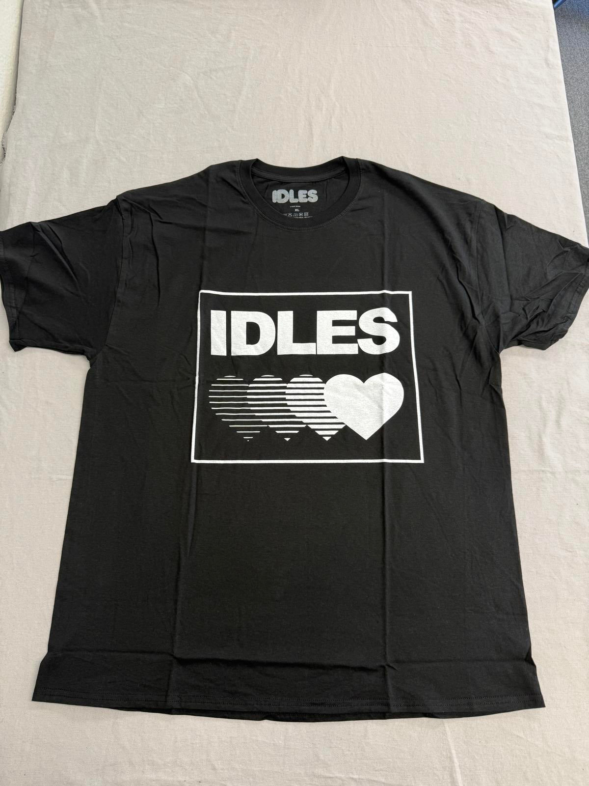 IDLES band graphic T-shirts featuring bold punk rock artwork and iconic band logos