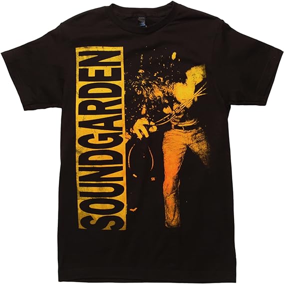 Collection of Soundgarden band T-shirts with iconic grunge artwork, bold graphics, and classic rock style