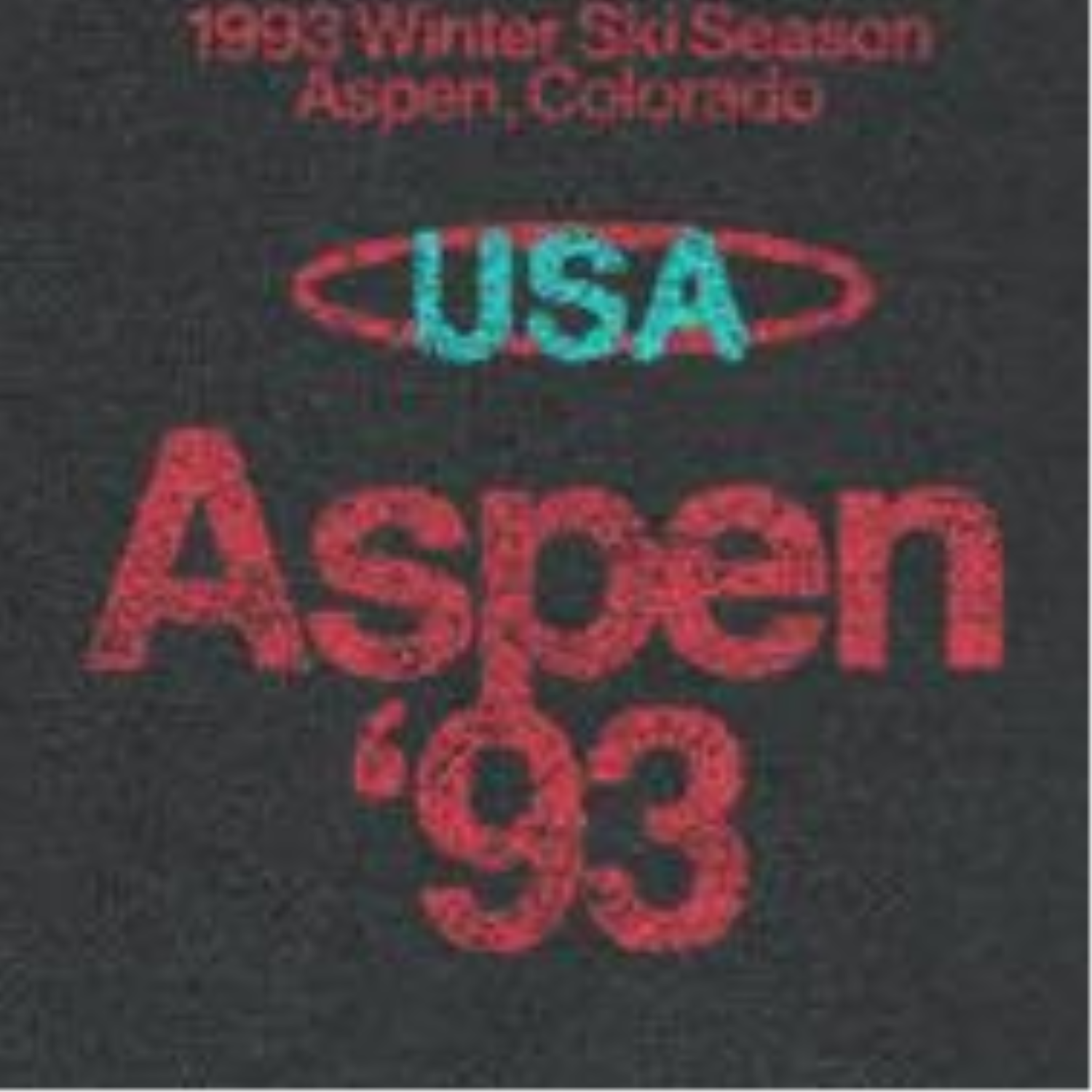 Ski Aspen '93 Front and Back Print Black T-Shirt by HandyShopping4U2