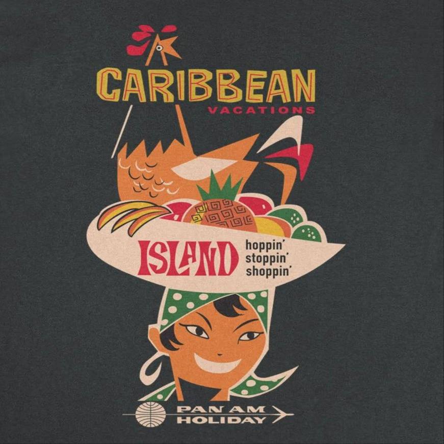 Pan Am Caribbean Vacations Black T-Shirt by HandyShopping4U2