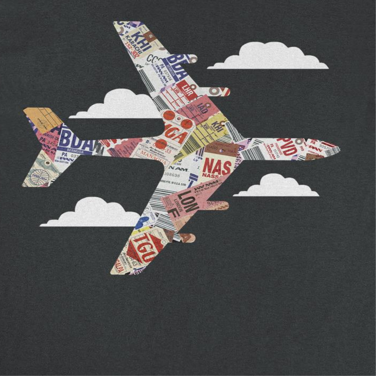 Pan Am Plane Baggage Tags Black T-Shirt by HandyShopping4U2