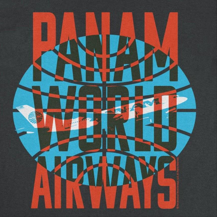 Pan Am World Airways Plane Take Off Logo Black T-Shirt by HandyShopping4U2